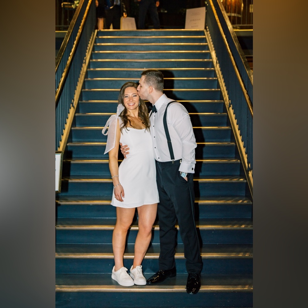 Park & Fifth white dress with bow sleeves